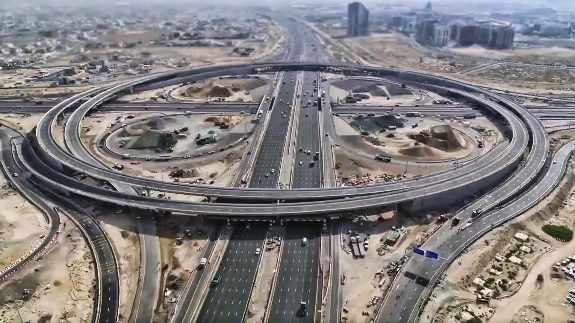 Aerial View Road Marking Dubai-Al-Ain Road by Byblos, Service Provider of Traffic Management Products, Dubai, UAE
