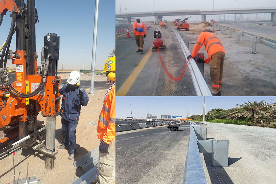 Byblos Roads Marking Guardrail Installation-Team at Work