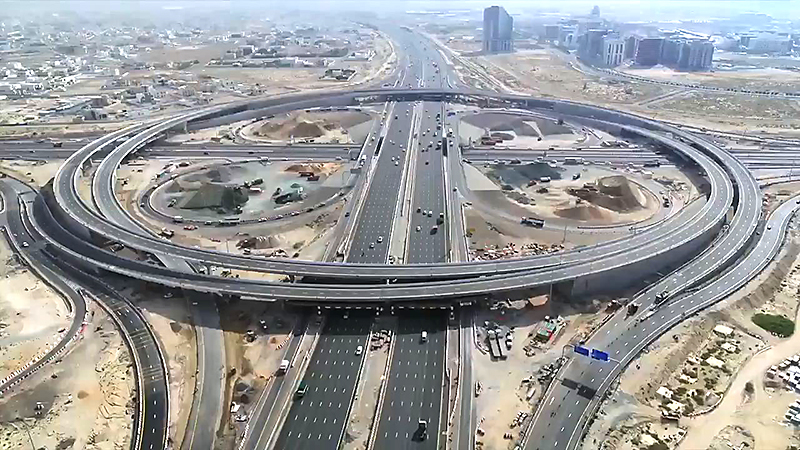 Aerial View Road Marking Dubai-Al-Ain Road