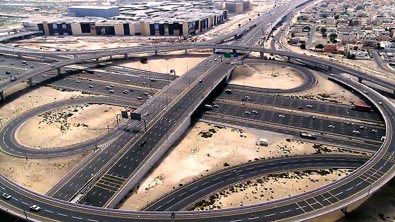 Aerial View Surface Road Marking Dubai Hills Mall Project