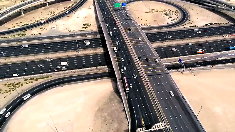 Aerial View Road Marking Dubai Hills Mall Project