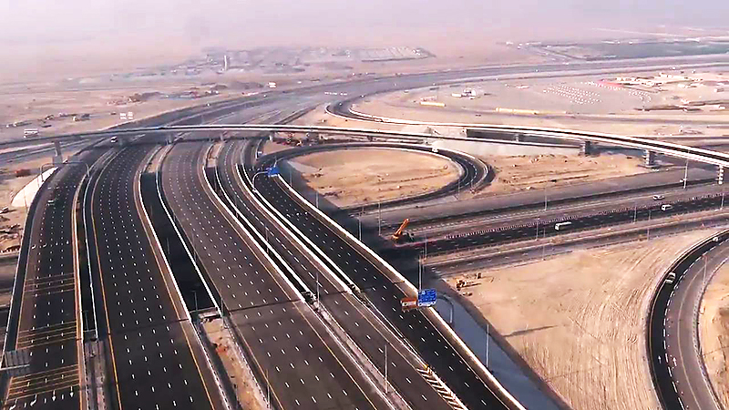 Aerial View Road Marking Roads Leading to EXPO 2020, Dubai